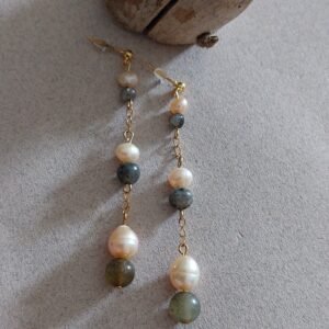 Boucles larvikite et perles