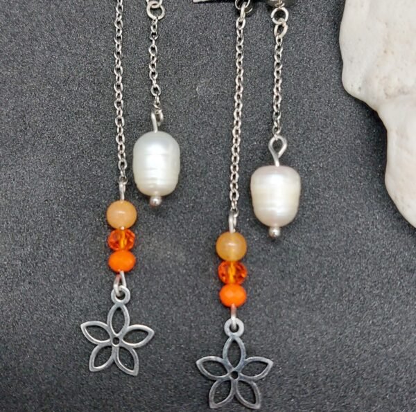 Boucles perle et aventurine orange – Image 3