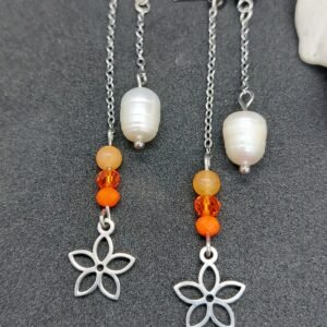 Boucles perle et aventurine orange