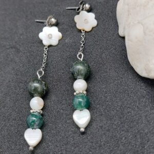 Boucles Fleur nacrée et serpentine
