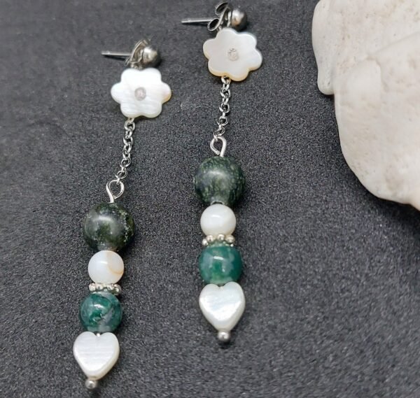 Boucles Fleur nacrée et serpentine