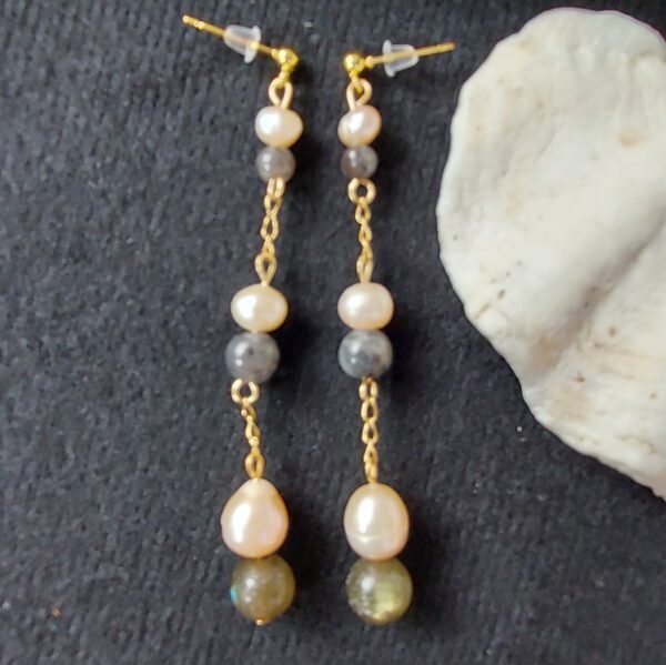 Boucles larvikite et perles – Image 2