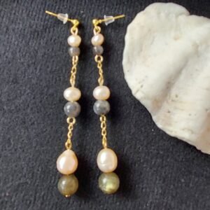 Boucles larvikite et perles