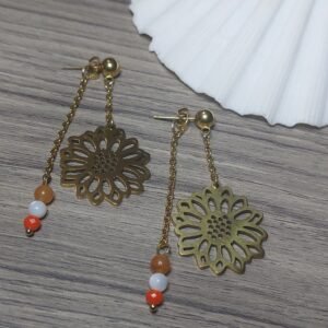 Boucles aventurine rose et orange