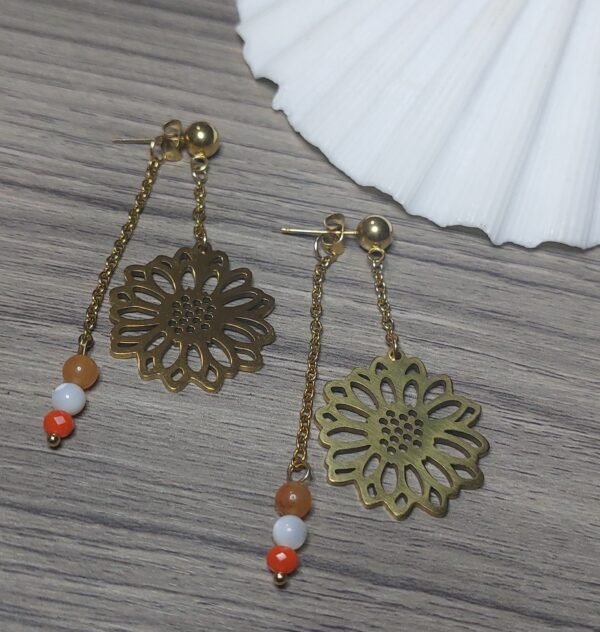 Boucles aventurine rose et orange