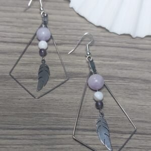 Boucles lépidolite et améthyste