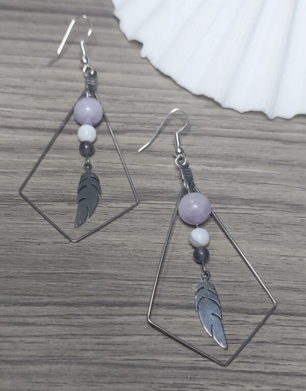 Boucles lépidolite et améthyste