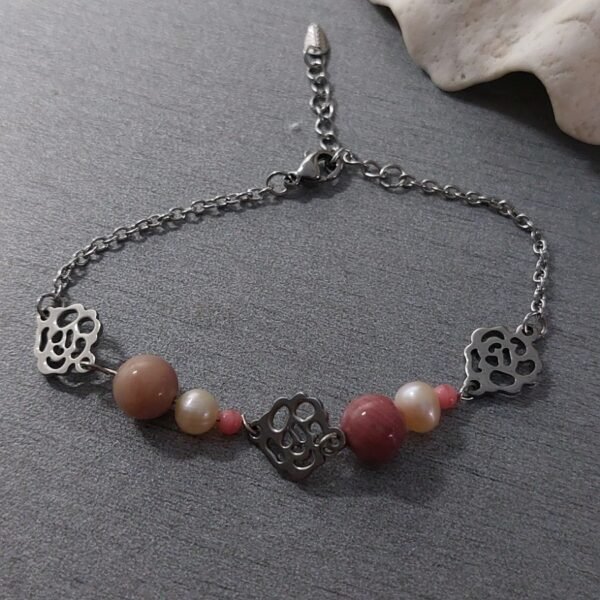 Bracelet rhodonite et perle – Image 2