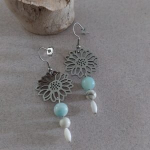 Boucles amazonite et howlite