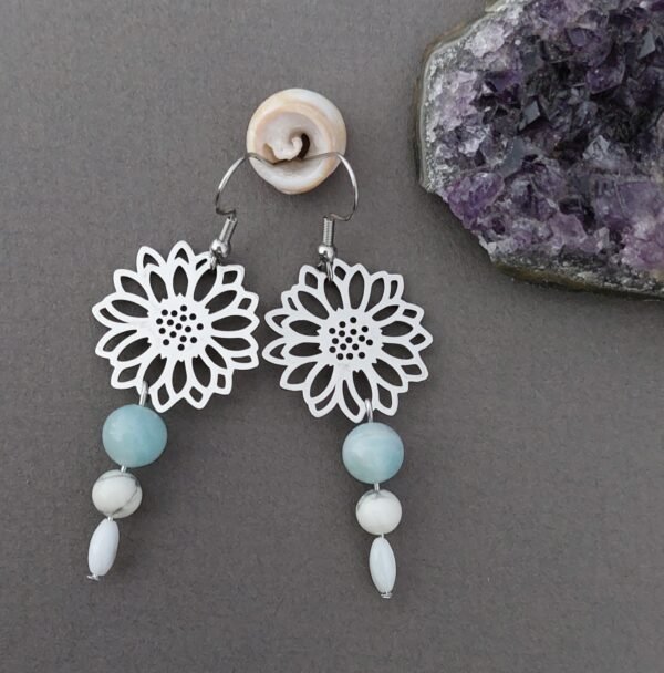 Boucles amazonite et howlite