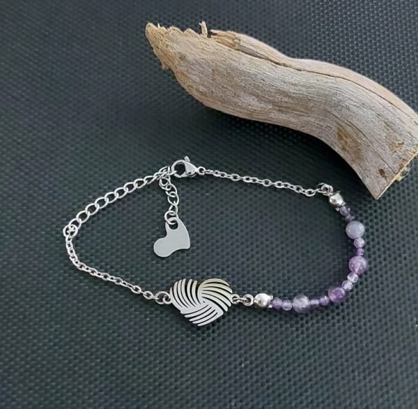 Bracelet cœur améthyste – Image 2
