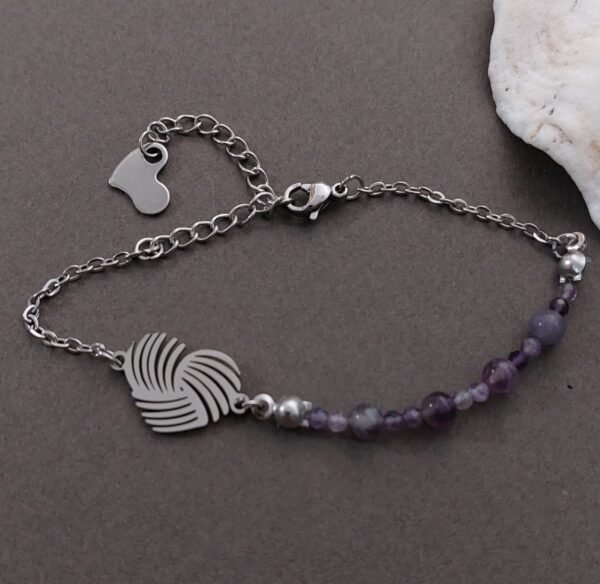 Bracelet cœur améthyste – Image 2