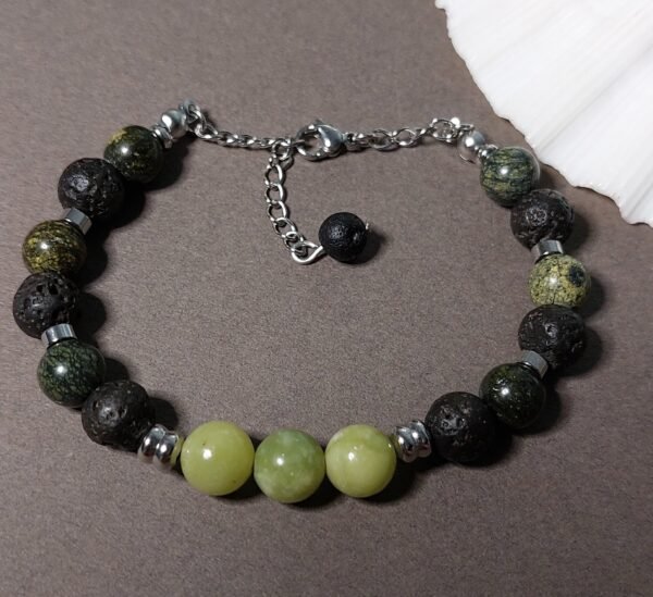 Bracelet serpentine et jade