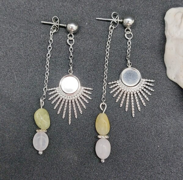 Boucles béryl jaune et quartz rose – Image 3