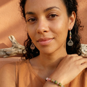 Boucles unakite et quartz fraise