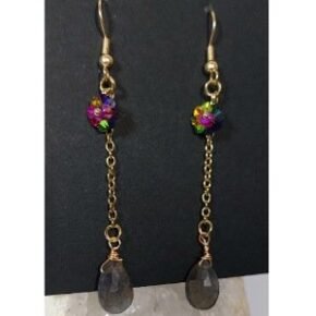 Boucles labradorite et cristaux fleurs