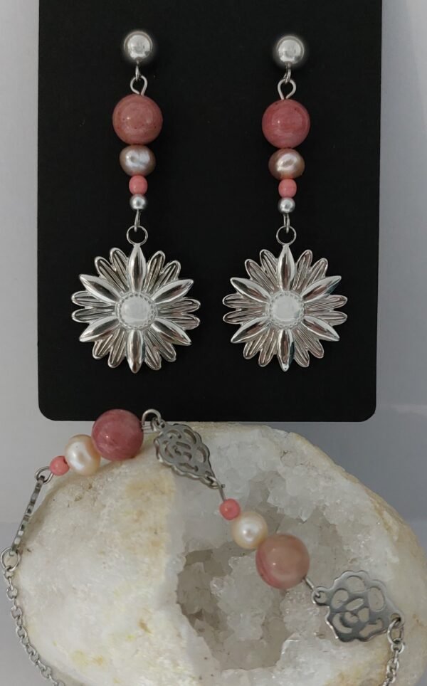 Boucles rhodonite et perles – Image 4