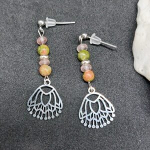 Boucles unakite et quartz fraise