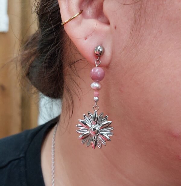 Boucles rhodonite et perles – Image 2