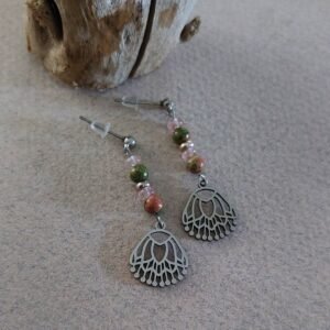 Boucles unakite et quartz fraise