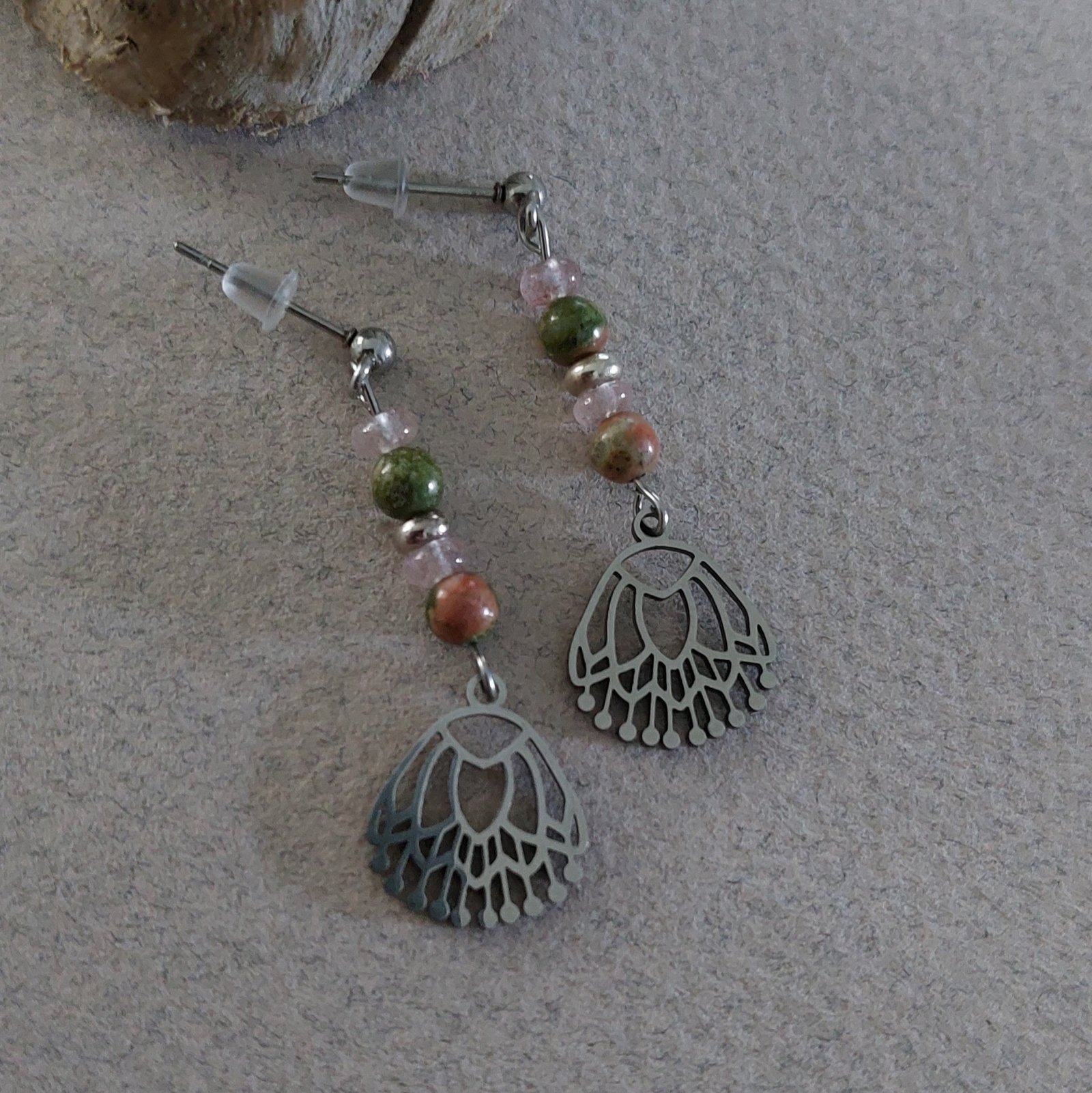 Boucles unakite et quartz fraise – Image 3
