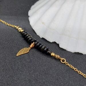 Chaîne de cheville obsidienne dorée