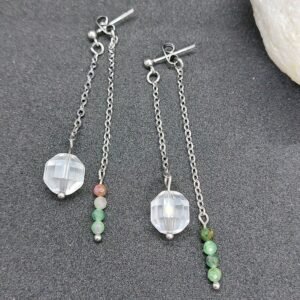 Boucles cristal et rubis fuschite