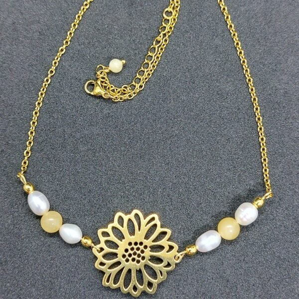 Collier calcite jaune et perles – Image 2
