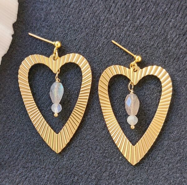 Boucles cœur et labradorite