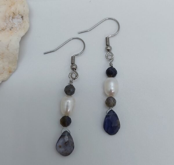 Boucles iolite et perles – Image 2