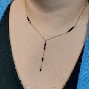 Collier en Y spinelle noire
