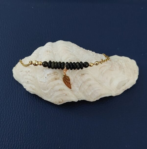 Chaîne de cheville obsidienne dorée