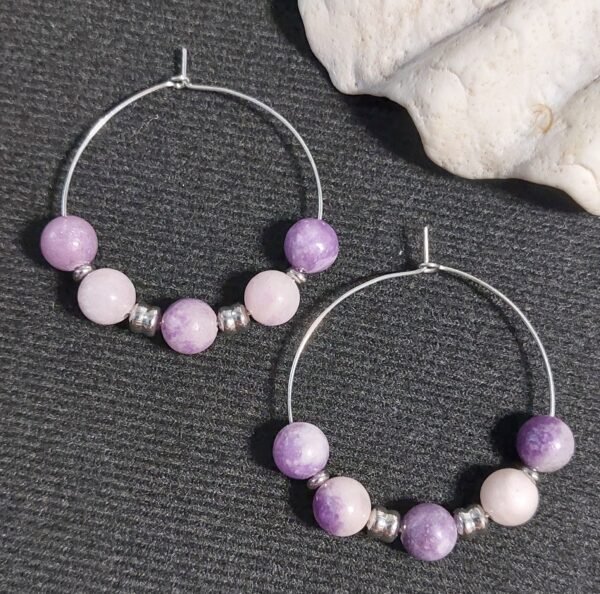 Boucles créoles lépidolite
