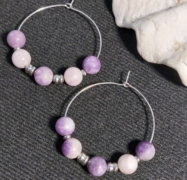 Boucles créoles lépidolite – Image 2