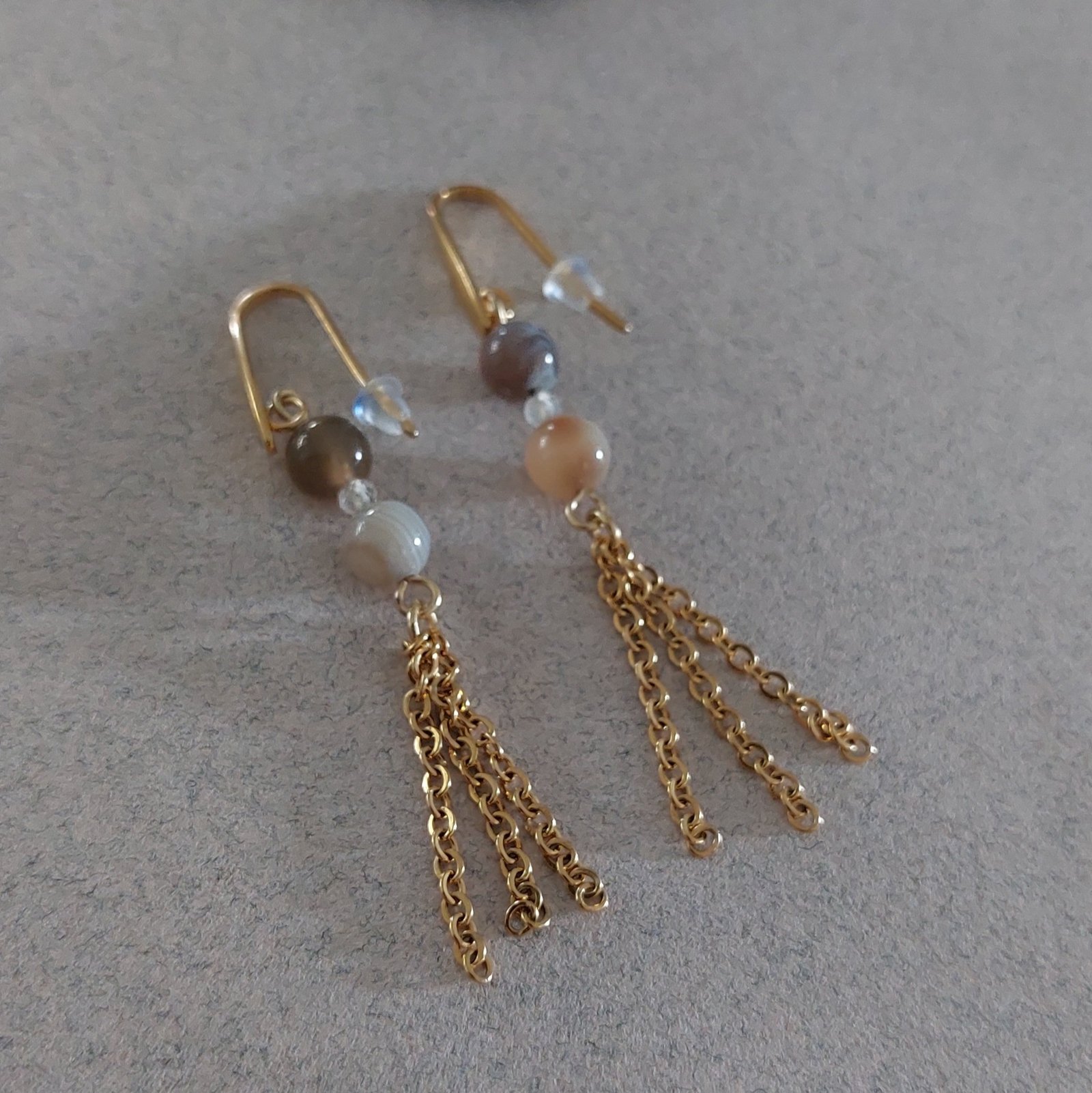 Boucles d'oreilles en agate du Botswana