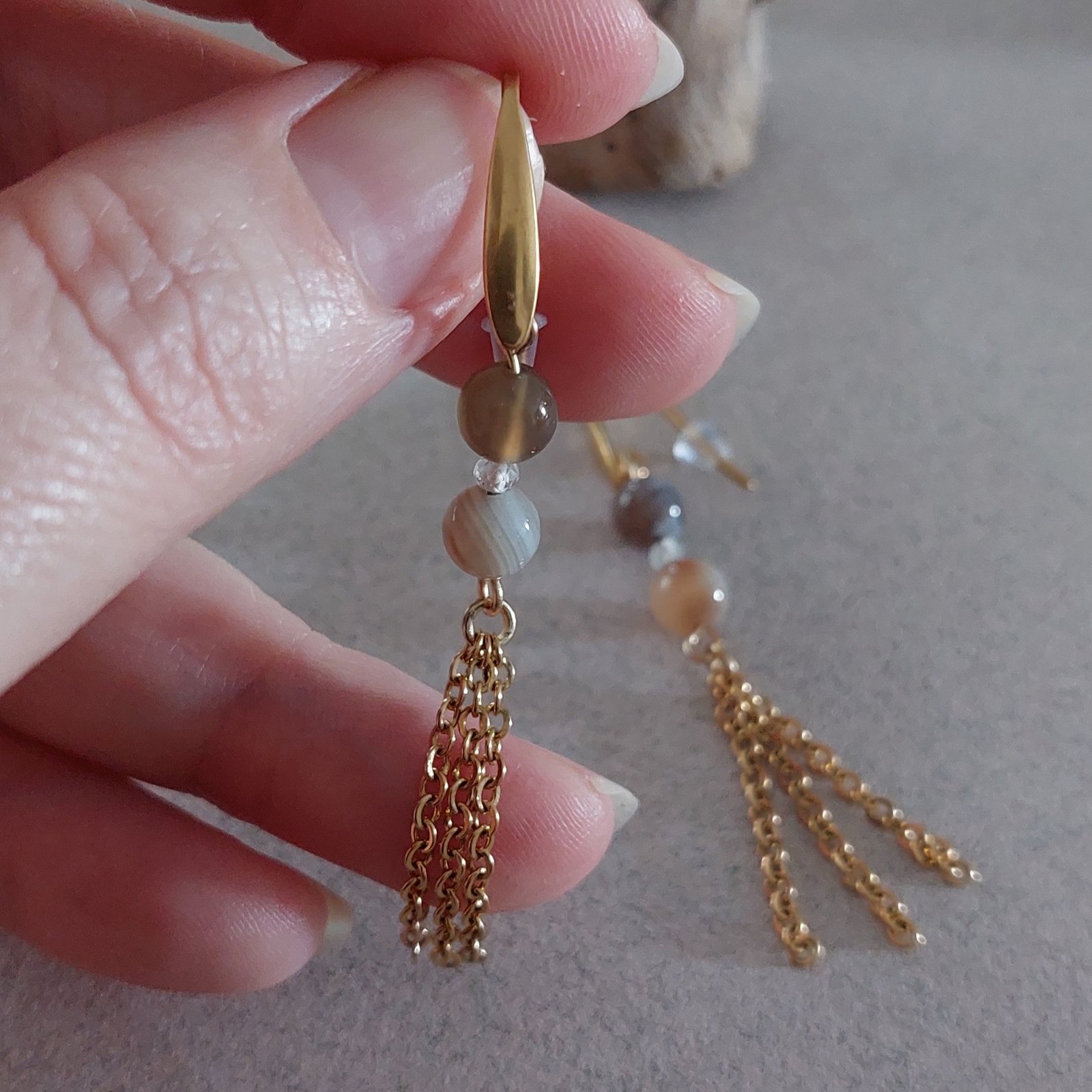 Boucles d'oreilles en agate du Botswana – Image 2