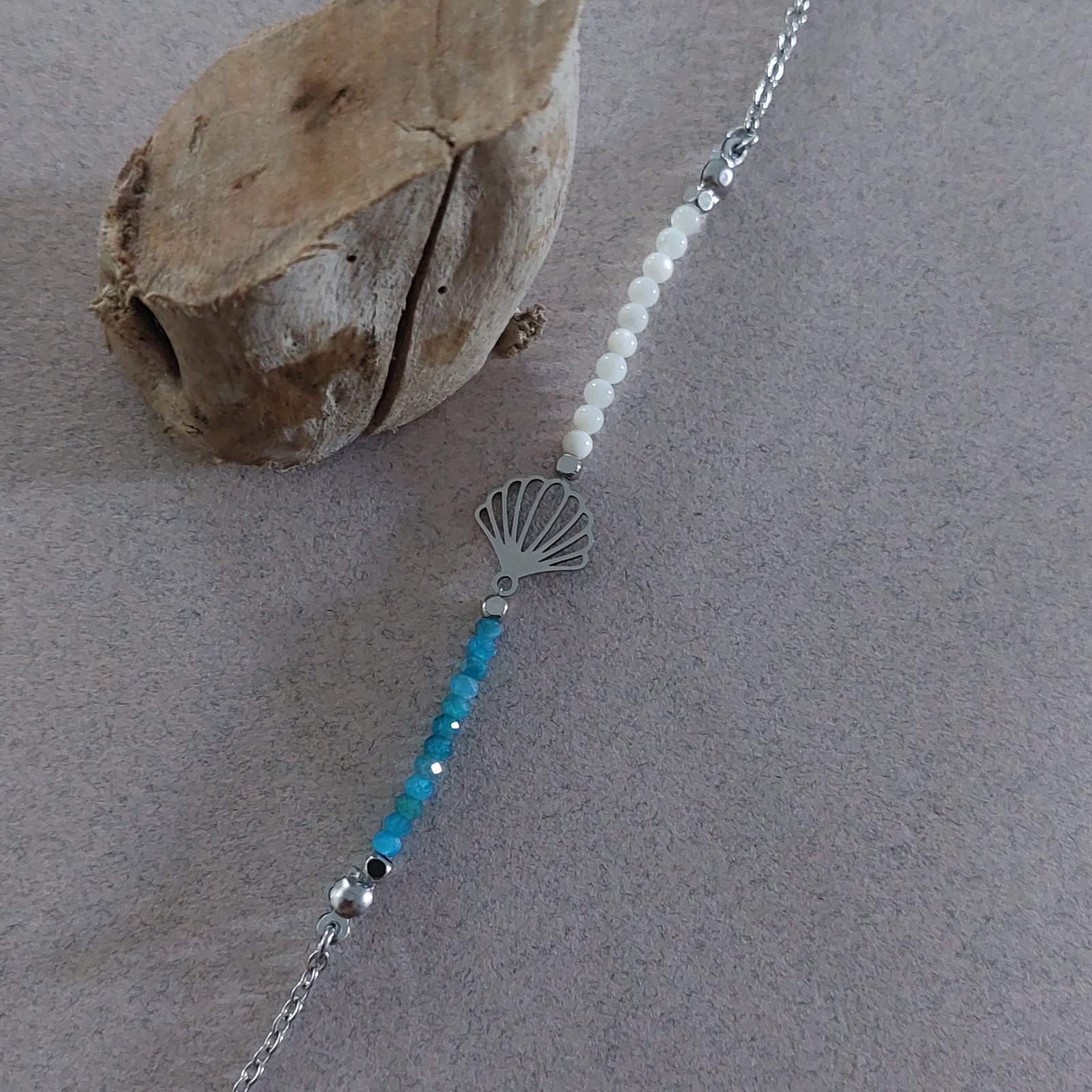 Bracelet coquille et apatite – Image 2