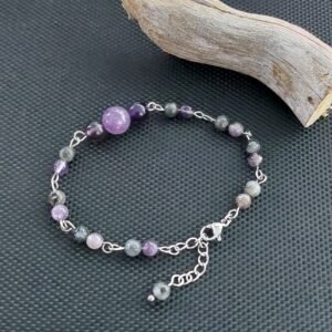 Bracelet larvikite et améthyste