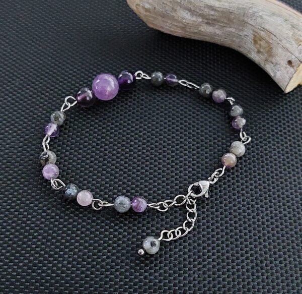 Bracelet larvikite et améthyste – Image 2