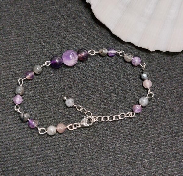 Bracelet larvikite et améthyste – Image 2