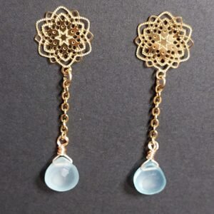 Boucles calcédoine bleue