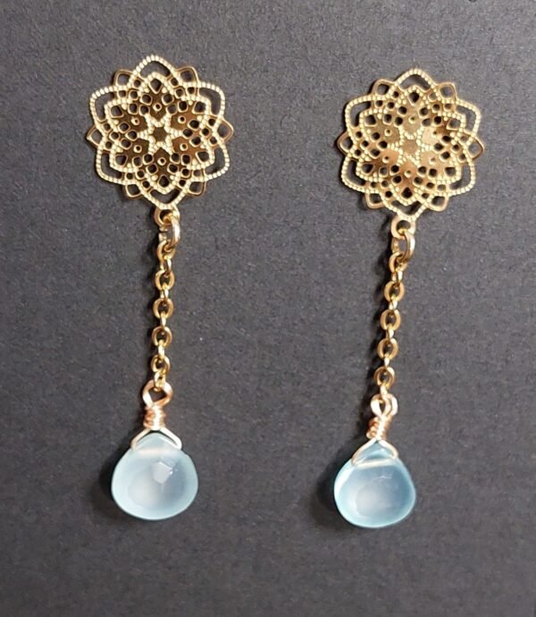 Boucles calcédoine bleue