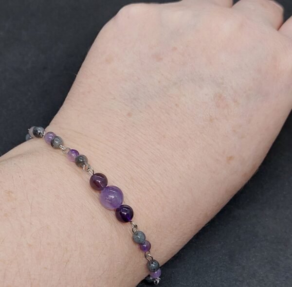 Bracelet larvikite et améthyste