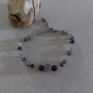 Bracelet larvikite et améthyste