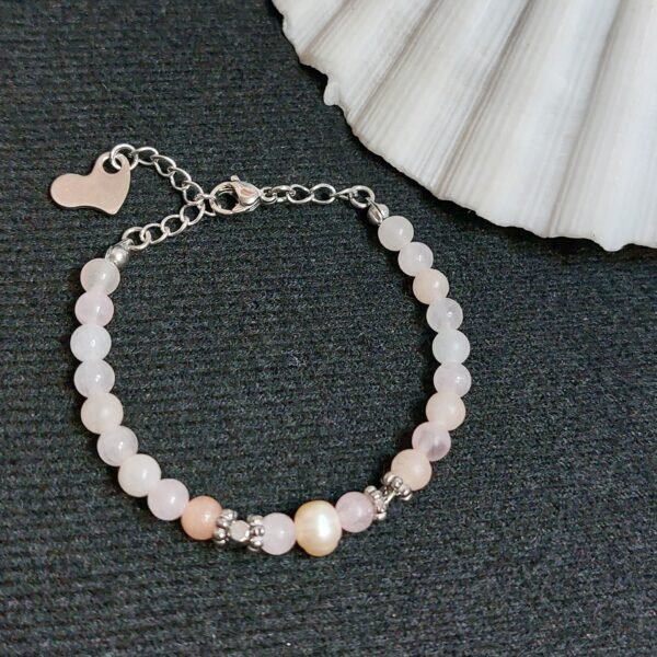 Bracelet enfant en aventurine et quartz rose