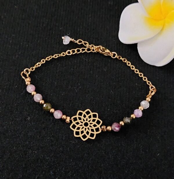 Bracelet rosace et tourmaline
