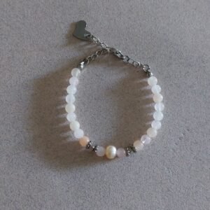 Bracelet enfant en aventurine rose et quartz rose