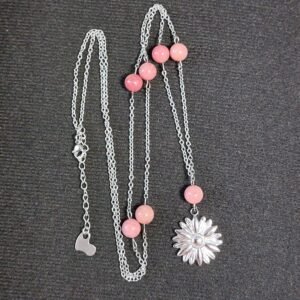 Collier sautoir en rhodonite