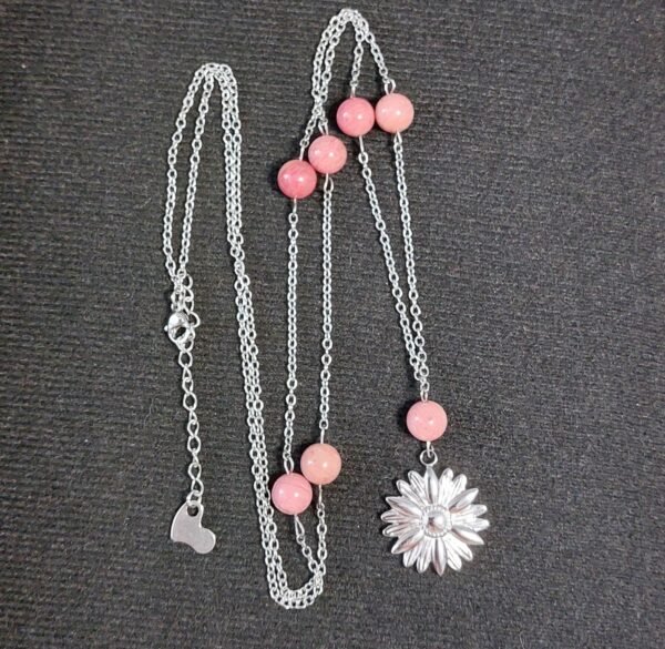 Collier sautoir en rhodonite