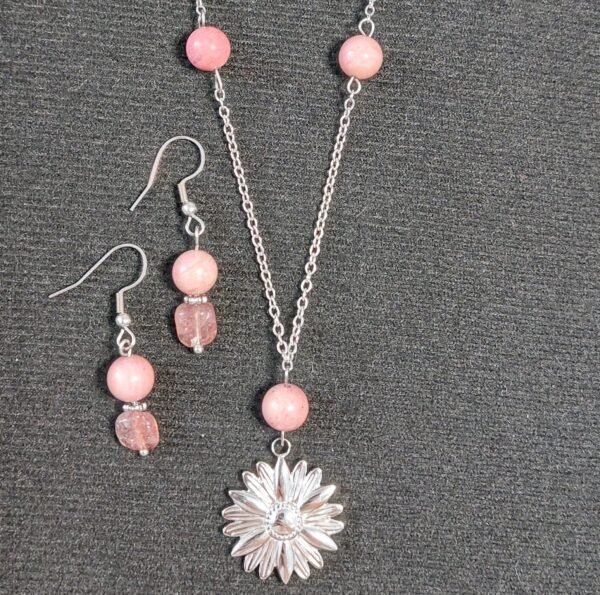 Boucles en rhodonite et quartz fraise – Image 4